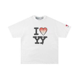 Openyy Heart Letter Print Loose Short Sleeve White